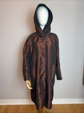 Mycra Pac Donatella Reversible Travel Raincoat Bronze Gold Pleated Hood
